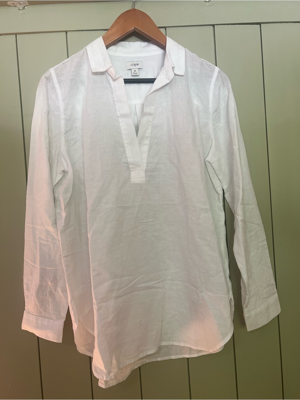 J. Crew White Linen Split-V Tunic